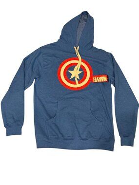 Marvel Captain America Shield Hoodie Mens Large Blue Graphic Sweatshirt NWT